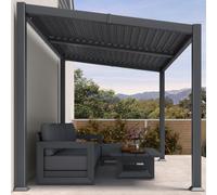 PURPLE LEAF Pergola Bioclimatique Adossée 2,5 x 3,65 m Aluminium Gris