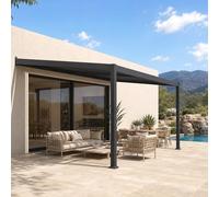 PURPLE LEAF Pergola Bioclimatique Adossée 2,5 x 3,65 m en Aluminium, Structure Renforcée et Gain de Place, Pergola Adossée Imperméable avec Lames Orientables, pour Jardin et Terrasse, Gris