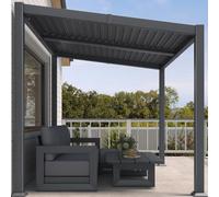 PURPLE LEAF Pergola Bioclimatique Adossée 2,5 x 3 m Alu Orientable Gris