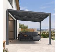 PURPLE LEAF Pergola Bioclimatique Adossée 3 x 3,65 m Alu Orientable Gris