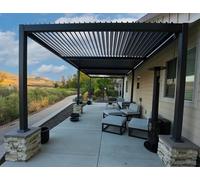 PURPLE LEAF Pergola Bioclimatique Alu 3,5 x 7,2 m Lames Orientables Gris