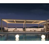 PURPLE LEAF Pergola Bioclimatique Alu 3,5 x 8,5 m avec Bande LED Champagne | Luxe et élégance, Luminosité réglable, Pergola, Résistance aux intempéries, Sans outils supplémentaires, Commerciale