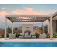 PURPLE LEAF Pergola Bioclimatique Alu 4,6 x 3 m Champagne Lames Orientables