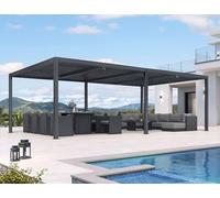 PURPLE LEAF Pergola Bioclimatique Alu 7,32 × 4,24 m Lames Réglables, Gris