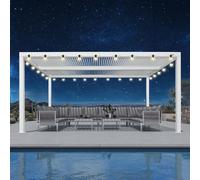 PURPLE LEAF Pergola Bioclimatique Aluminium 4,6 x 3,3 m avec LED, Blanc