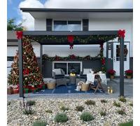 PURPLE LEAF Pergola Bioclimatique en Aluminium 3 x 3,65 m, Tonnelle de Jardin Exterieur Imperméable avec Lames Orientables, Pergola Jardin Exterieur pour Terrasse, Extérieur et Carport, Gris