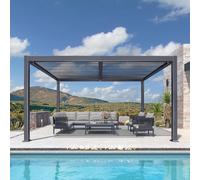 PURPLE LEAF Pergola Bioclimatique en Aluminium 3 x 4,25 m, Tonnelle de Jardin Exterieur Imperméable avec Lames Orientables, Pergola Jardin Exterieur pour Terrasse, Extérieur et Carport, Gris