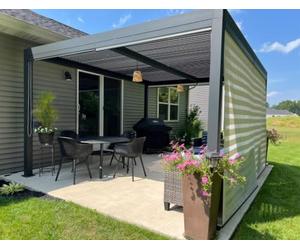 PURPLE LEAF Stores Enrouleur pour Pergola Bioclimatique 3,68 m Anti-UV Gris | Chaque côté est composé de 2 panneaux de store, Tissu teslin, Installation facile, Protège du vis-à-vis, Entretien facile