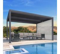 PURPLE LEAF Stores Enrouleur pour Pergola Bioclimatique 3 m Brise-Vue, Gris