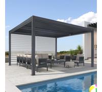 PURPLE LEAF Stores Enrouleur pour Pergola Bioclimatique 4,24 m Anti-UV Gris