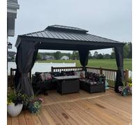 PURPLE LEAF Tonnelle de Jardin Exterieur 4,25 x 3,25 m Pergola Alu, Gris