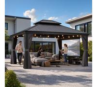 PURPLE LEAF Tonnelle de Jardin Exterieur 4,25 x 3,65 m Pergola Alu, Gris