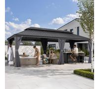 PURPLE LEAF Tonnelle de Jardin Exterieur 6 x 4,25 m Pergola Aluminium Gris