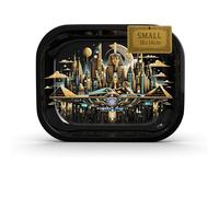 PURPLE LEGACY® Grand plateau à roulettes en métal de qualité supérieure 18 cm x 14 cm avec bords arrondis et pour ranger des accessoires de style cyberpunk égyptien (City)
