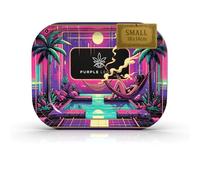 PURPLE LEGACY® Grand plateau à roulettes en métal de qualité supérieure - 18 cm x 14 cm - Avec bords arrondis - Pour le rangement des accessoires de style cyberpunk égyptien (Chill2)