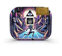 PURPLE LEGACY® Grand plateau à roulettes en métal de qualité supérieure - 18 cm x 14 cm - Avec bords arrondis - Pour ranger des accessoires de style cyberpunk égyptien (rétro)