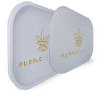 PURPLE LEGACY Plateau à Rouler en métal Haut de Gamme Grand 18cm x 14cm avec Bords arrondis et Couvercle magnétique pour Ranger Les Accessoires (Blanc)