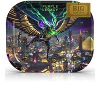 PURPLE LEGACY® Support 34 x 27,5 x 2,7 cm - Tôle métallique - Design cyberpunk égyptien - Plateau pratique avec coins arrondis (God of The City Big)