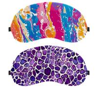 Purple Leopard Lot de 2 cache-yeux et masques pour les yeux, bloquant la lumière, doux et respirant