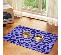 Purple Leopard Print Skin Fur,Waterproof Pet Feeding Mat,PU Leather Placemats for Cat Dog Water Bowl,Food Mats,40x60cm