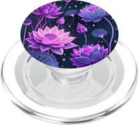 Purple Lotus Flower Design Phone Grip for Back of Phone Case PopSockets PopGrip pour MagSafe
