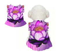 Purple Lotus L Vêtements pour petits chiens - Tenue d'été mignonne pour chiot, doux et respirant