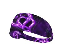 Purple Love Print Bandeau élastique d'exercice - Couvre-chef de sport tendance pour l'été, le cyclisme, le yoga, etc