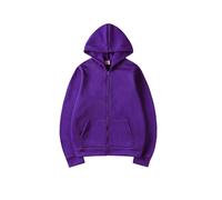(PURPLE-M) Gilet de sport décontracté à capuche zippé, sweat-shirt style hip-hop streetwear, idéal pour