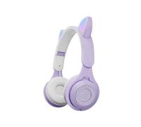 (Purple)M6 Luminous Cat Ears Two-color Foldable Bluetooth Headset with 3.5mm Jack & TF Card Slot