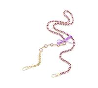 (Purple, Multicolor) Crossbody Phone Lanyard Metal Phone Charm Cell Phone Chain Strap, Total Length: 120cm - Light Pink