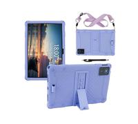 (Purple, Multicolor) For Lenovo Tab M11 Case Retro Textured PC Kickstand Silicone Tablet Cover with Shoulder Strap