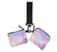 Purple Night Dream Starry Sky Lot de 2 porte-cartes pour femme avec poche à fermeture éclair, Violet nuit rêve ciel étoilé, 1 size, Décontracté