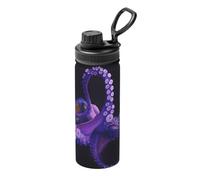 Purple Octopus Bouilloire de sport isotherme à double paroi pour boissons chaudes et froides 532 ml Parfait pour les voyages, le camping