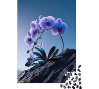 Purple Orchid Rock Puzzle Butterfly Orchid 1000 Pièces Papier Épais pour Amateurs Impression HD Coupe Précise Loisir Créatif Cadeau D’Anniversaire Exclusif 52x38cm/1000pcs
