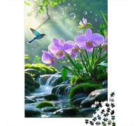 Purple Orchid Stream Puzzle Adulte String and Flower 1000 Pcs Carton pour Experts Couleurs Vives Challenge/Difficile Décoration Murale Idée Cadeau Parfaite Nouveau Modèle 52x38cm/1000pcs