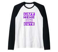Purple Out Here Being Cute Purple Graphic Manche Raglan