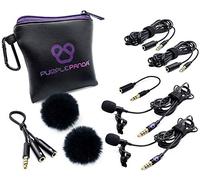 Purple Panda Lot de 2 Microphones Cravate pour baladodiffusion - Microphone Professionnel omnidirectionnel à Clipser - Compatible avec iPhone, Android, Appareil Photo Reflex numérique, Samsung, Zoom,