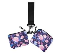 Purple Peach Elegant Blooms Lot de 2 porte-monnaie minimalistes pour femme avec poche zippée, Purple Peach Elegant Blooms, 1 size, Décontracté