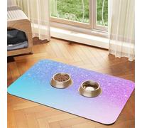 Purple Pink Glitter Ombre Blue Gradient,Waterproof Pet Feeding Mat,PU Leather Placemats for Cat Dog Water Bowl,Food Mats,40x60cm
