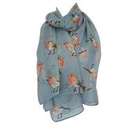 Purple Possum® Foulard imprimé rouge-gorge bleu pâle pour femme, grand châle d'oiseau, rouge-gorge rouge