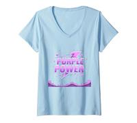 Purple Power : Déclaration de Super-héros Energetic pour garçon T-Shirt avec Col en V, Femme, Bleu Céleste, M
