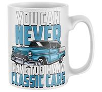 Purple Print House Mug pour homme « You Can Never Have Too Many Classic Cars » - Cadeau d'anniversaire amusant pour homme - Tasse à café pour collectionneur de voiture, blanc, taille unique