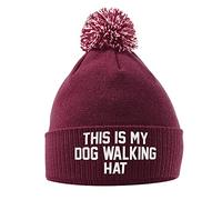 Purple Print House This is My Dog Bonnet de marche à pompon pour chien, accessoire d'anniversaire, cadeau pour chiot, bonnet tricoté chaud d'hiver avec pompon en fausse fourrure pour femmes, enfants,