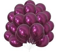 Purple Red Balloons, 30Pcs Burgundy Latex Balloons 10 Inch 30.5Cm Double Stuff Thick Dark Purple Balloon With Ribbon For Birthday Parties Bridal Wedding Baby Shower Decorations Neutral