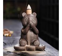 Purple Sand Backflow Incense Burner Home Decoration Creative Little Bear Viewing Smoke Incense Burner Crafts for Yoga Room (Bear C) (Bear ABC)