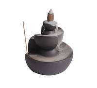 Purple Sand Handicraft Incense Burner Creative Time Mechanical Backflow Incense Pedestal Home Decoration Ornament for Yoga Room Office Living Room, Black