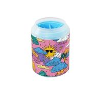 Purple Sky Sun Cloud Moon Cartoon Portable Dog Foot Cleaner Cup with Soft Massage Brush Feet Cleaning Machine for Cats Dogs