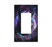 Purple Sky Wolf Plaque murale 1 gang Taille standard 11,2 x 6,9 cm Couvercle décoratif pour interrupteur en polycarbonate thermoplastique