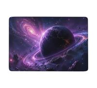 Purple Space Galaxy with Planet Tapis 150 x 100 cm, Doux et Antidérapant | Ambiance d'automne : Tapis intérieur doux, avec dos à points PVC antidérapants; près du lit ou du canapé