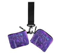 Purple Techno Cactus Lot de 2 portefeuilles fins et portables pour cartes de crédit avec dragonne pour femme, Cactus techno violet, 1 size, Décontracté